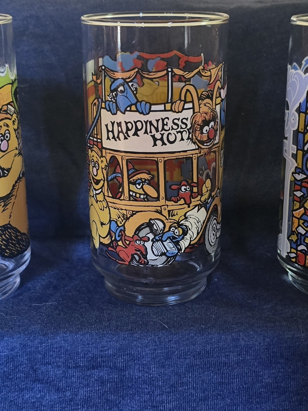 McDonald's Happy Meal 'Happiness Hop' Cartoon Glass - Yellow, Red, Blue